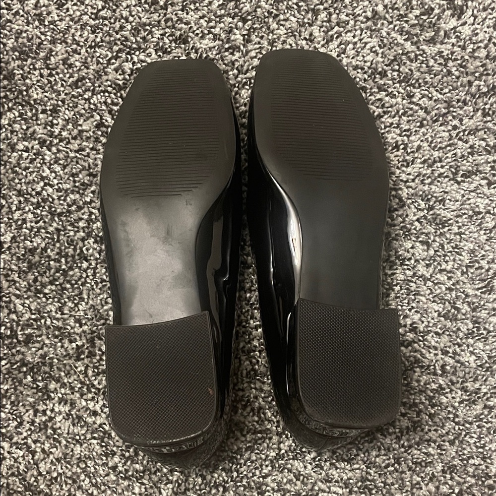Madden Girl Patent Leather Black Square Toe Ballet Flats with Bow - Picture 4 of 4